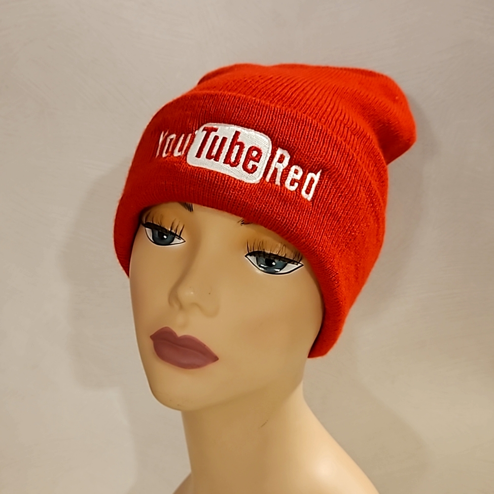 Youtube Red Beanie Promo Video Reels Shorts Euc Osfm